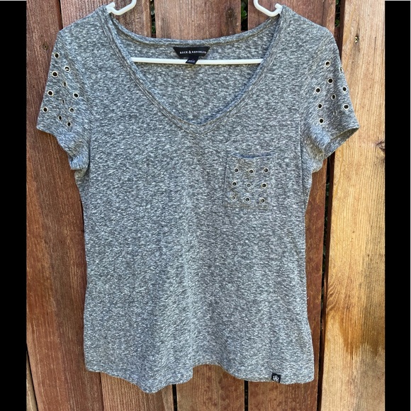 Rock & Republic Tops - Rock & Republic Grey/White T Shirt Size Medium
